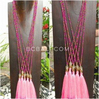 buddha head chrome gold tassels necklaces crystal beads 3color